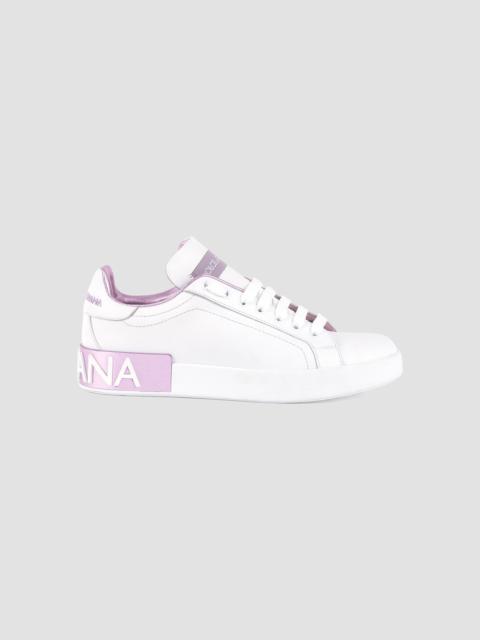 Dolce & Gabbana Women's Portofino Leather Sneakers - Bianco Rosa