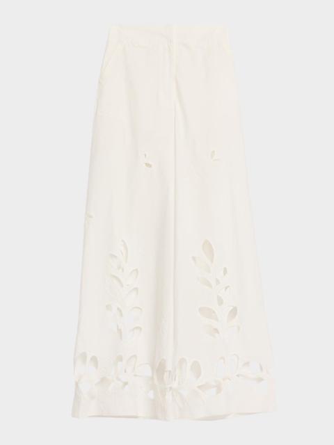 JBQ Hartley Eyelet Embroidered Wide-Leg Pants