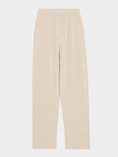 Brunello Cucinelli Sparkling Cashmere Knit Straight-Leg Pants