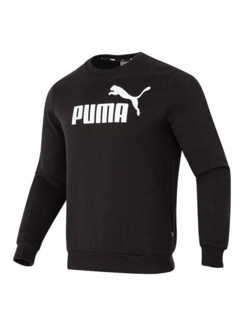 PUMA PUMA Letter Print Fleece Pullover Sweatshirt 'Black White' 682722-01