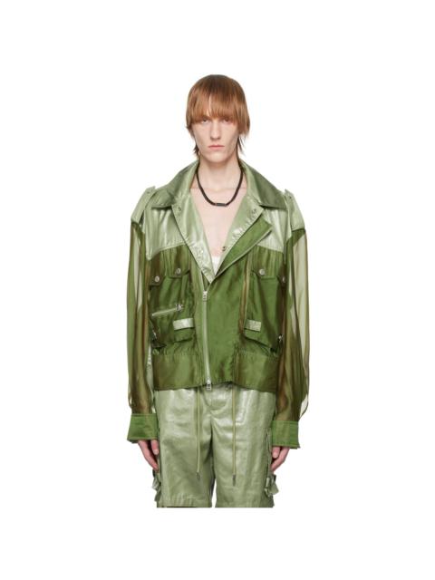 FENG CHEN WANG Green Paneled Jacket