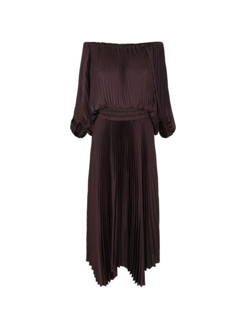 A.L.C. Sienna pleated off-the-shoulder midi dress