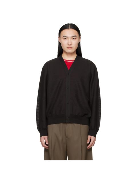 ssstein Brown Slub Cotton Knit Cardigan