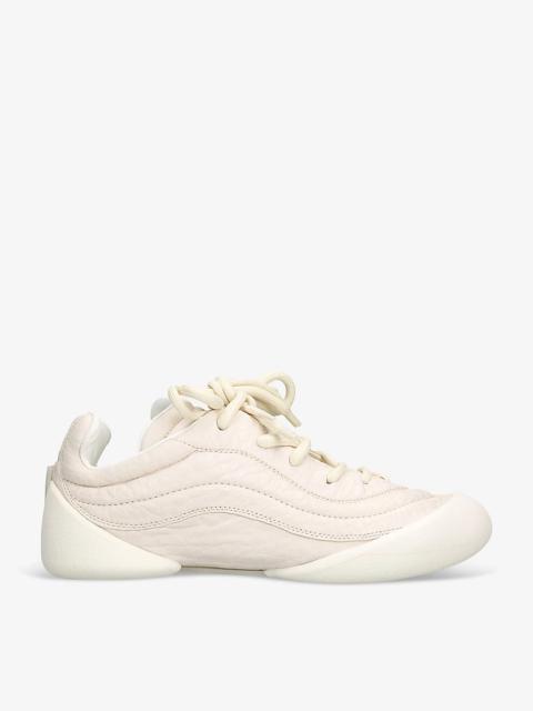 Flexion rubber-trimmed textured-leather low-top trainers