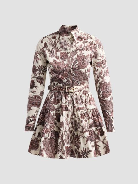Cara Cara Women's Eugenia Floral Cotton Poplin Tiered Mini Dress - Linden Bloom Ivory
