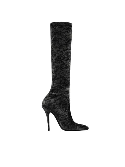 SAINT LAURENT Ella velvet 110mm thigh-high boots