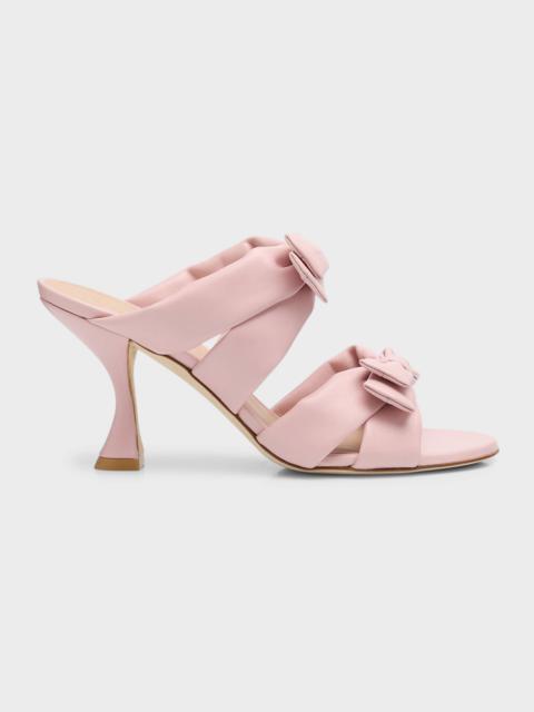 Stuart Weitzman Sofia Leather Bow Slide Sandals