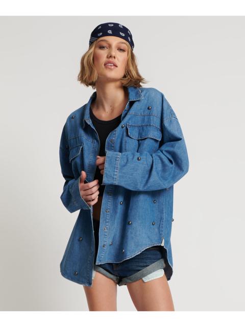 ONE TEASPOON Studded Curtis Denim Shirt - Bay Blue