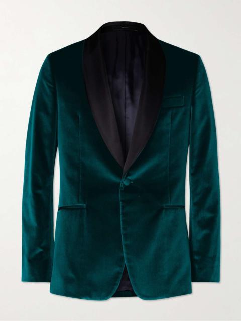 Shawl-Collar Satin-Trimmed Cotton-Velvet Tuxedo Jacket