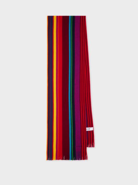 Paul Smith Red Merino Wool Twisted Stripe Scarf