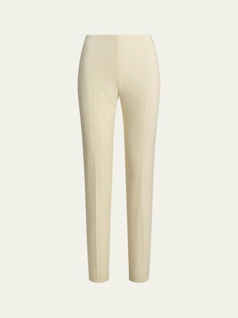 Ralph Lauren Annie Cream Crepe Slim-Leg Ankle Pants