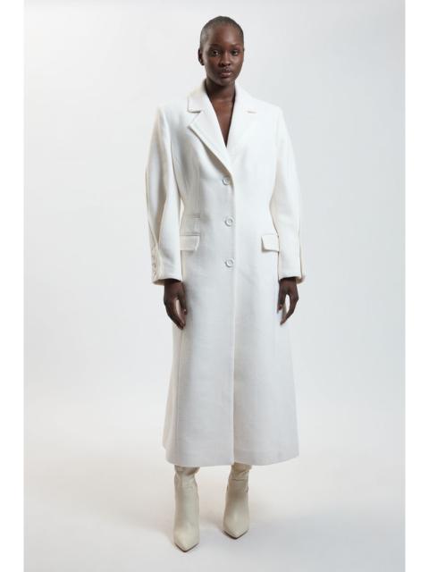KAREN MILLEN Wool Tailored Midi Full Skirt Satin Detail Coat
