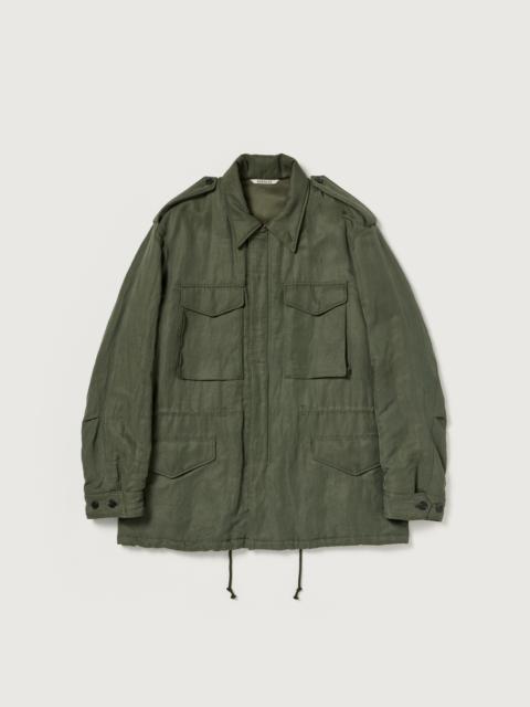 AURALEE BRUSHED SILK LINEN SATIN PADDED MILITARY BLOUSON