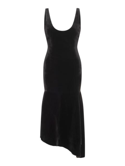 GABRIELA HEARST Lyth Raw Cut Dress in Black Recyled Fur