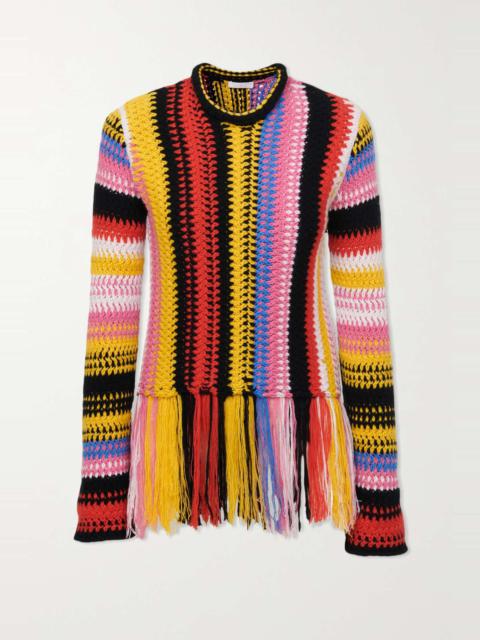 Striped macramé cashmere and wool-blend sweater