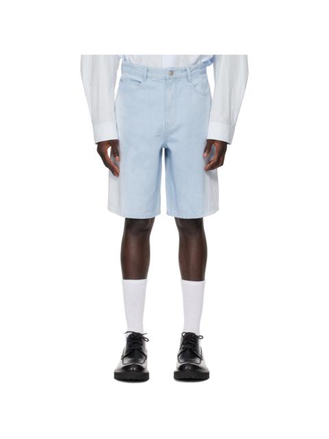 SOLID HOMME Blue Washed Denim Shorts
