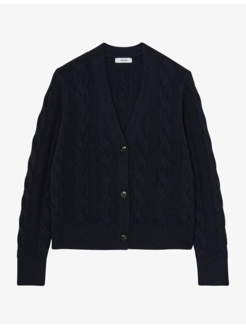 REISS Elowen Cashmere And Wool Cable-Knit Cardigan