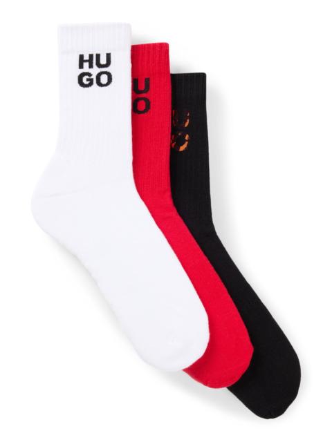 HUGO THREE-PACK OF SHORT-LENGTH SOCKS WITH LOGO DETAILS
