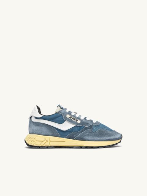 AUTRY REELWIND LOW SNEAKERS IN WHITE AND SKY SUGAR NYLON AND SUEDE