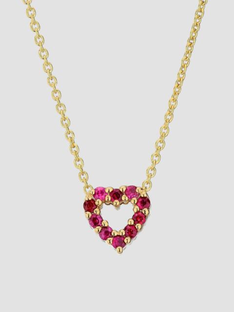 ROBERTO COIN Women's Double-Sided Heart 18K Yellow Gold, Pink Sapphire & 0.10 TCW Diamond Pendant Necklace - Ruby