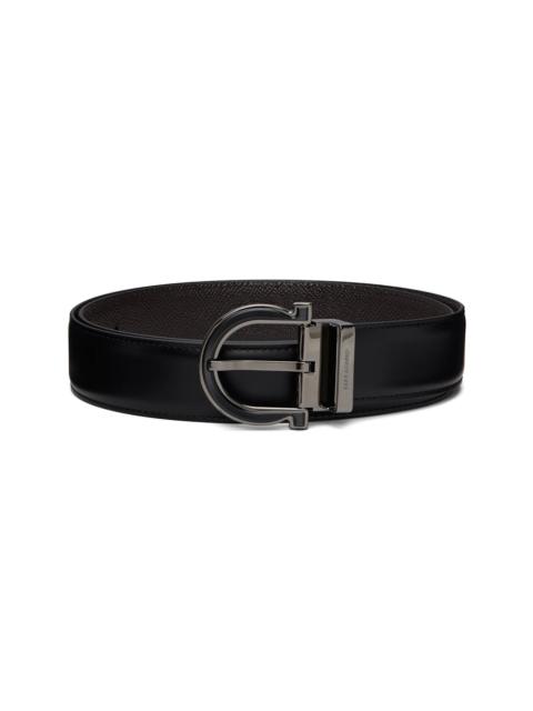 FERRAGAMO Black & Brown Adjustable & Reversible Belt