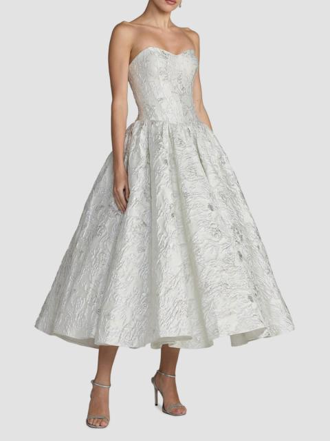 MAC DUGGAL Women's Floral Brocade Strapless Midi-Dress - Ivory