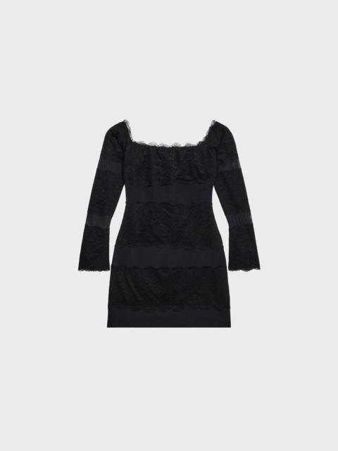 Blumarine OFF-THE-SHOULDER TULLE DRESS WITH LACE INSERTS