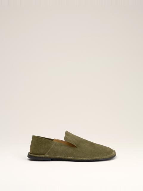 AMI Paris KHAKI LEATHER MIDI SLIPPERS