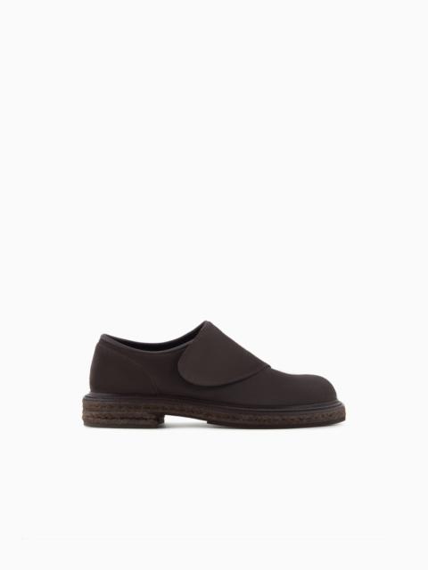 GIORGIO ARMANI NAPPA-LEATHER DERBY SHOES WITH STRAP FASTENER