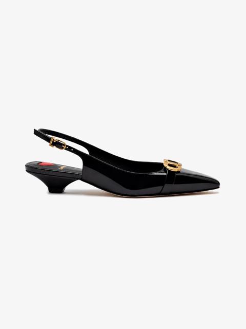 Larroudé Franca Pump In Black Patent Leather