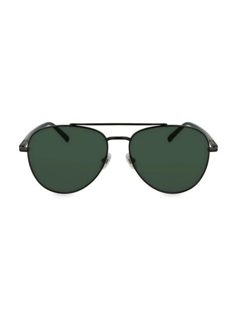 FERRAGAMO Men's Classic Logo 61MM Aviator Sunglasses - Black Matte Black