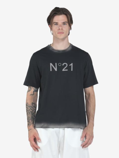 N°21 LOGO-PRINT ACID-WASH T-SHIRT