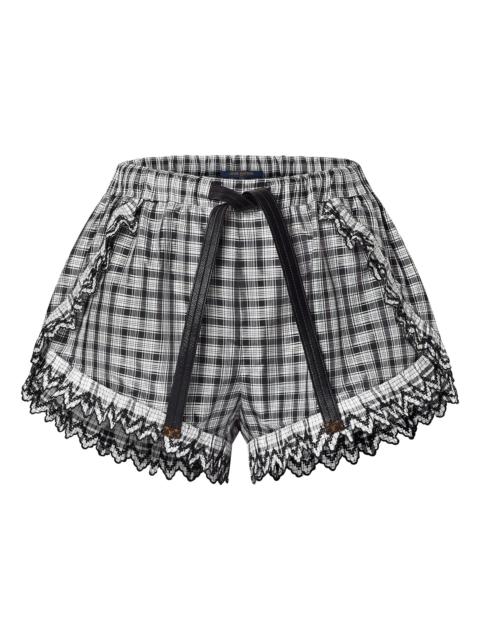 Louis Vuitton Check Ruffle Detail Mini Shorts