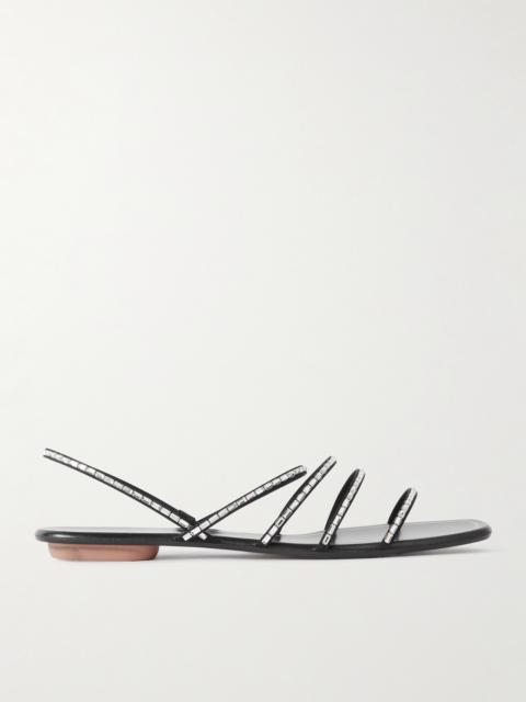 AQUAZZURA Mistica Crystal-embellished Grosgrain Slingback Sandals