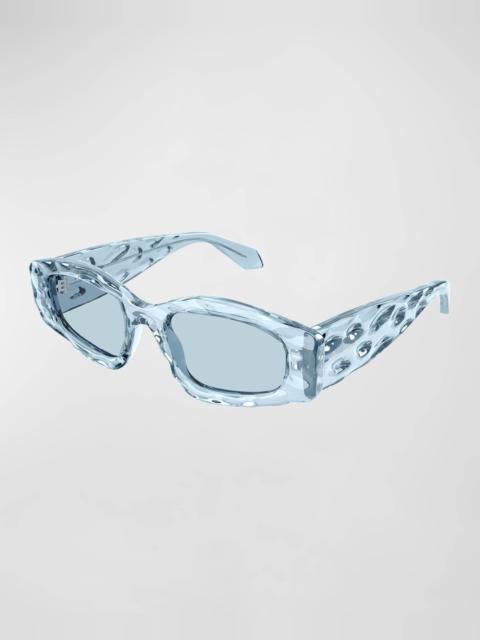 Wavy Acetate Rectangle Sunglasses