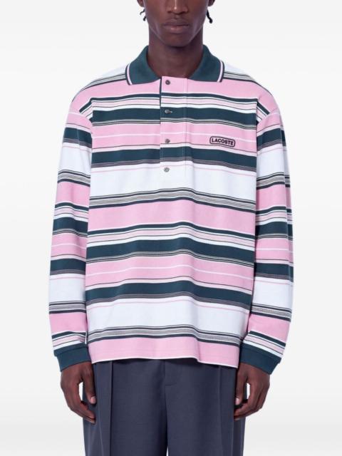 LACOSTE Runway loose fit striped piqué polo shirt