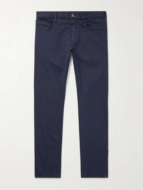 Slim-Fit Straight-Leg Stretch-Cotton Trousers