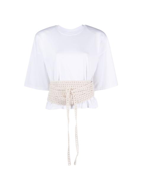 THE MANNEI Turso crochet-wrapping T-shirt
