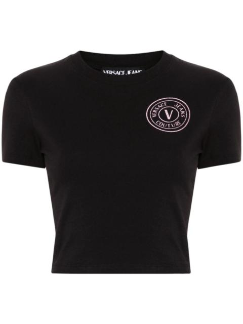 VERSACE JEANS COUTURE V-Emblem glittered T-shirt