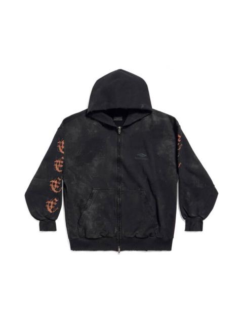 BALENCIAGA Heavy Metal Zip-up Hoodie Small Fit in Black Faded