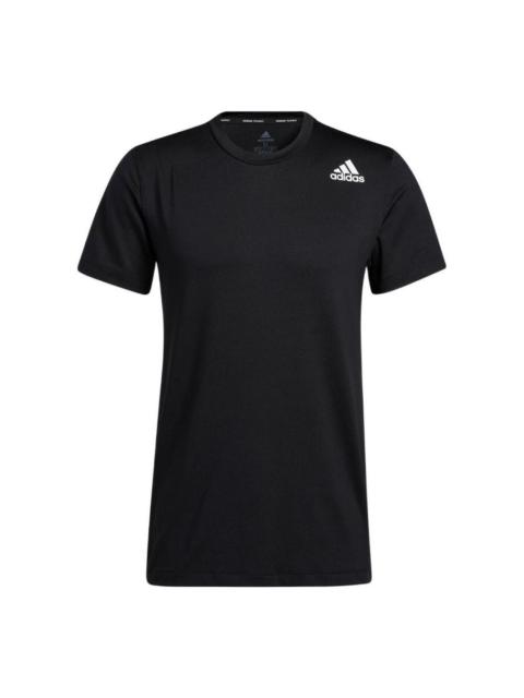 adidas Men's adidas Solid Color Alphabet Logo Round Neck Pullover Sports Short Sleeve Black T-Shirt GU6388