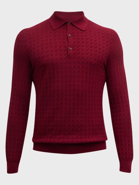 Men's Solid Textured Polo Shirt