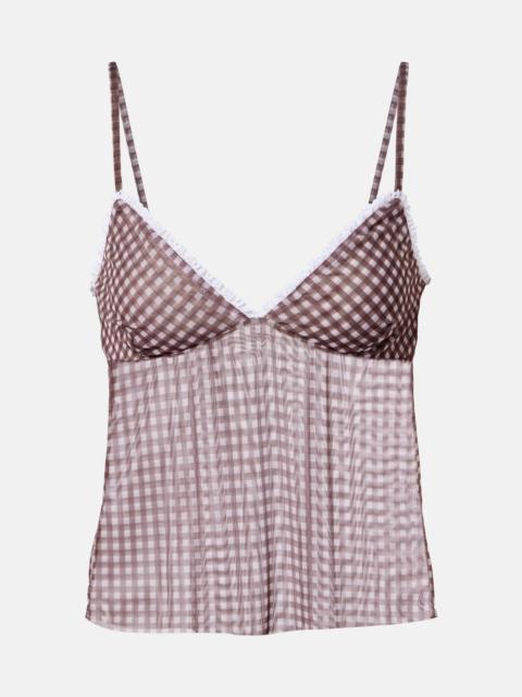 BANANHOT Solay gingham semi-sheer top