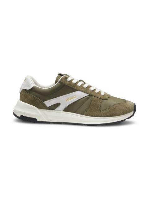 HUGO SUEDE-TRIM SNEAKERS WITH LOGO DETAILS