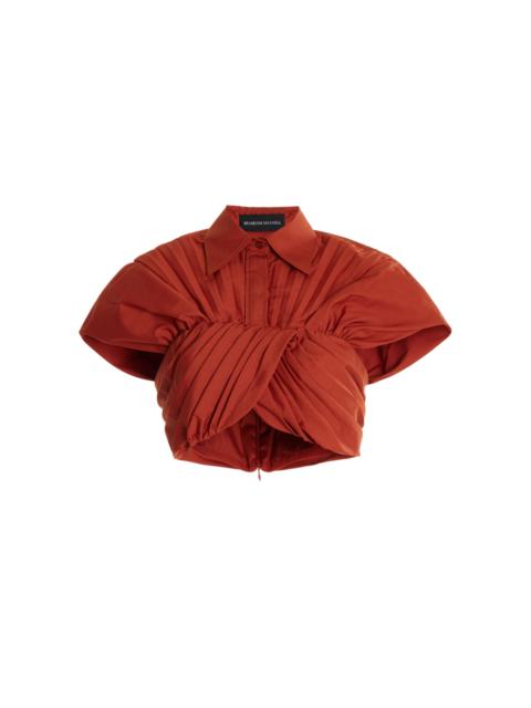 BRANDON MAXWELL Exclusive Draped Cotton Cropped Top brown