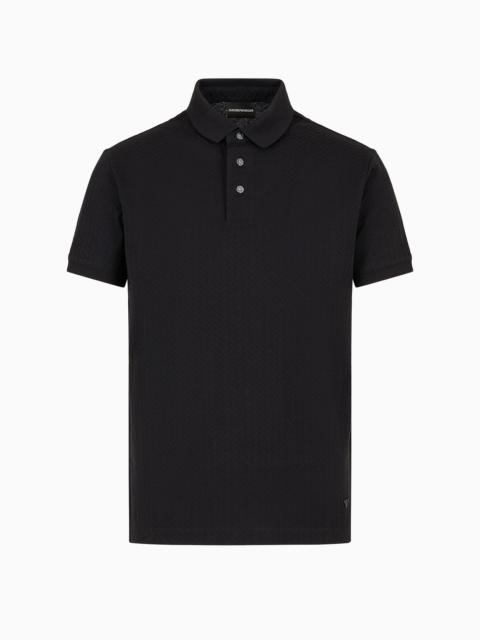 EMPORIO ARMANI Jacquard-jersey polo shirt with op-art motif