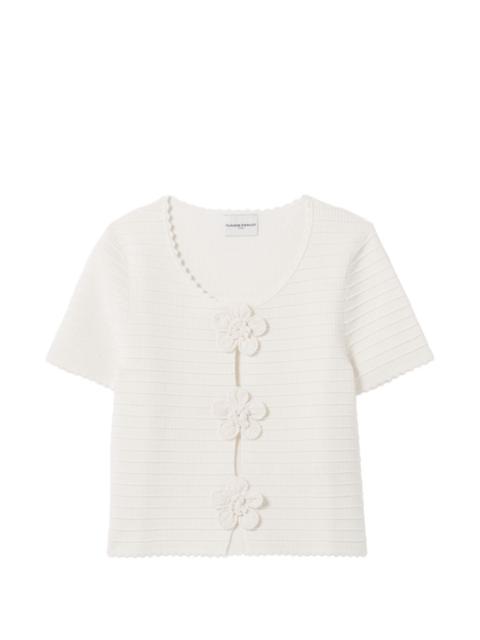 Claudie Pierlot flower-appliqué ribbed cardigan