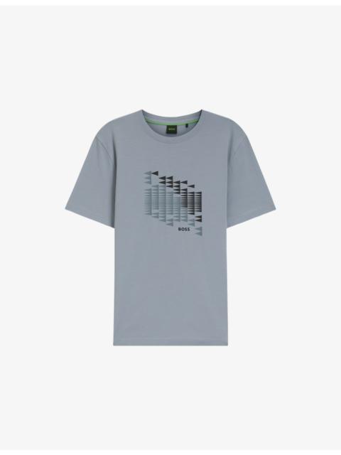 BOSS Branded-Print Short-Sleeved Stretch-Cotton T-Shirt