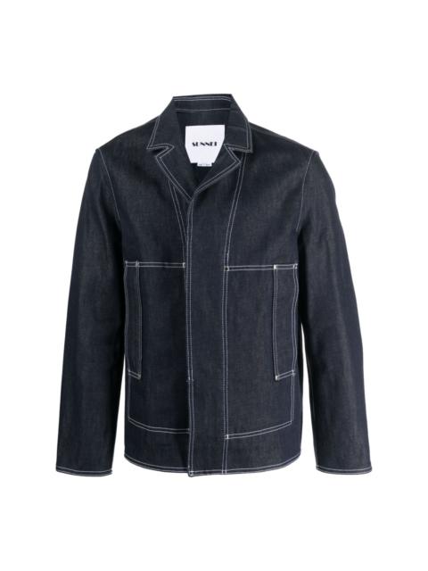 concealed-fastening denim cotton jacket