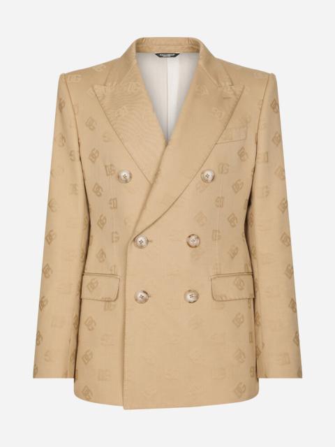 Dolce & Gabbana Tailored double-breasted cotton jacket with jacquard DG details
